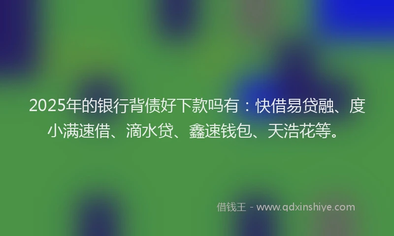 2025年的银行背债好下款吗有：快借易贷融、度小满速借、滴水贷、鑫速钱包、天浩花等。