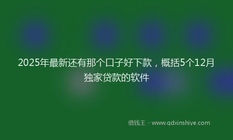 2025年最新还有那个口子好下款，概括5个12月独家贷款的软件