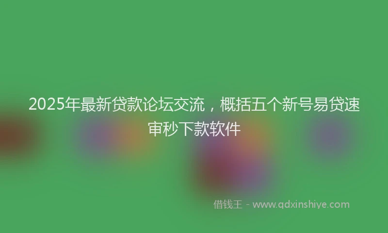 2025年最新贷款论坛交流，概括五个新号易贷速审秒下款软件