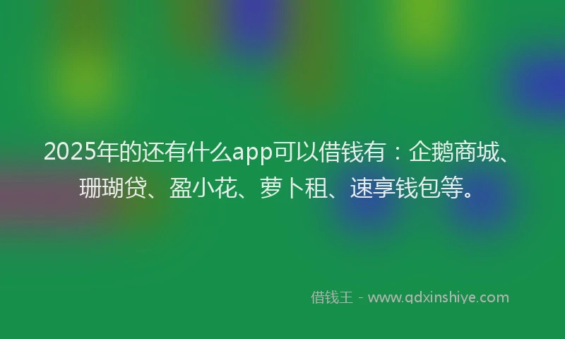 2025年的还有什么app可以借钱有：企鹅商城、珊瑚贷、盈小花、萝卜租、速享钱包等。
