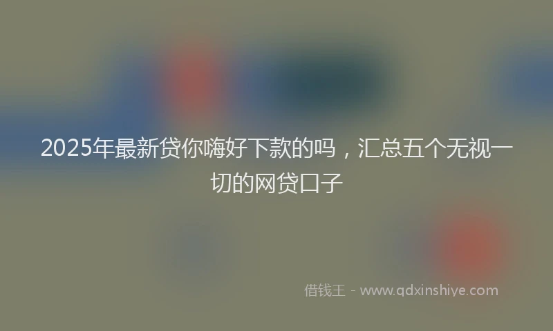 2025年最新贷你嗨好下款的吗，汇总五个无视一切的网贷口子