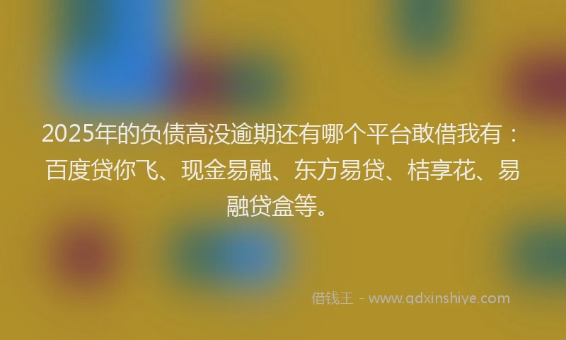 2025年的负债高没逾期还有哪个平台敢借我有：百度贷你飞、现金易融、东方易贷、桔享花、易融贷盒等。