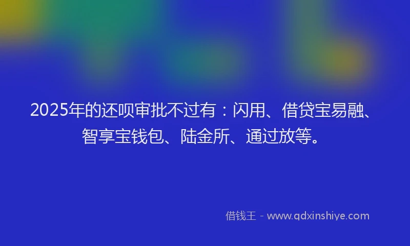 2025年的还呗审批不过有：闪用、借贷宝易融、智享宝钱包、陆金所、通过放等。