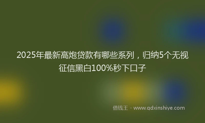 2025年最新高炮贷款有哪些系列，归纳5个无视征信黑白100%秒下口子