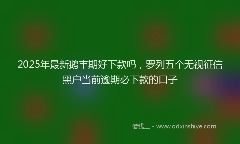2025年最新鹅丰期好下款吗，罗列五个无视征信黑户当前逾期必下款的口子