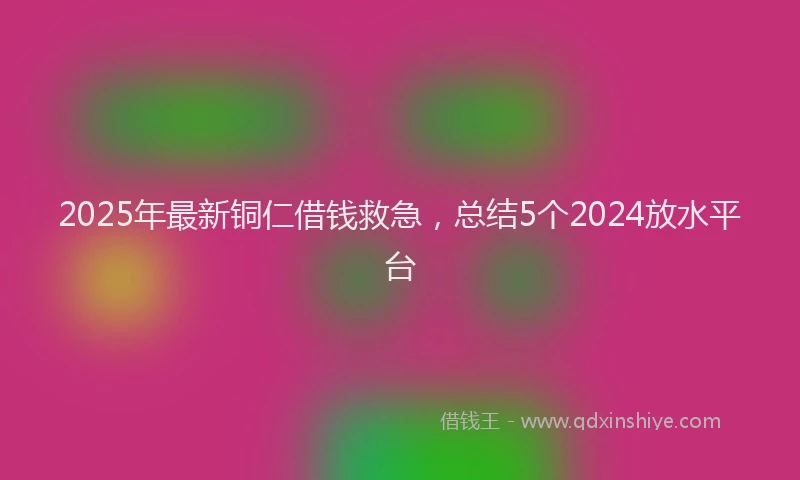 2025年最新铜仁借钱救急，总结5个2024放水平台