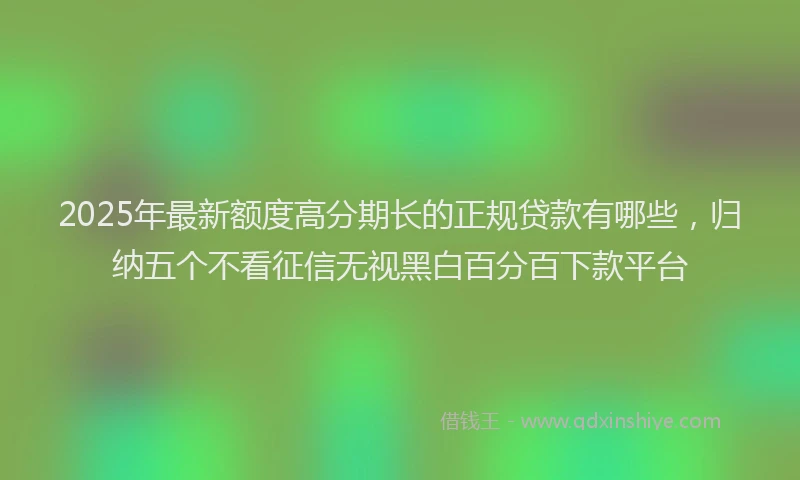 2025年最新额度高分期长的正规贷款有哪些，归纳五个不看征信无视黑白百分百下款平台