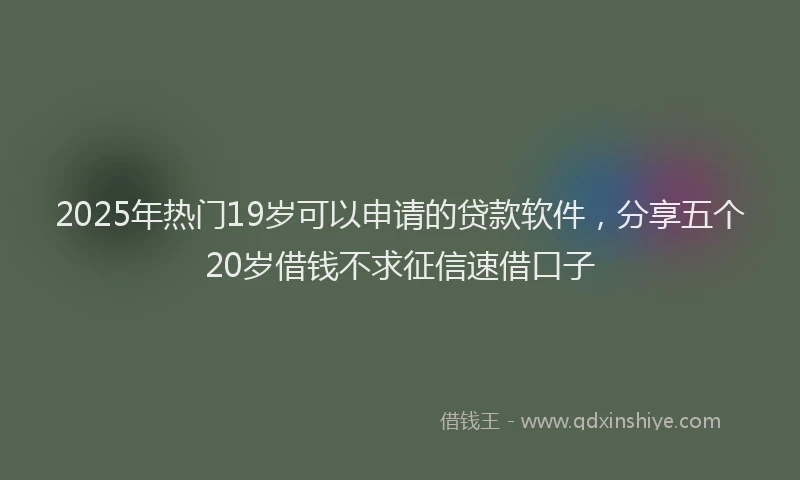 2025年热门19岁可以申请的贷款软件，分享五个20岁借钱不求征信速借口子