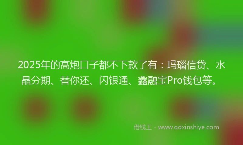 2025年的高炮口子都不下款了有：玛瑙信贷、水晶分期、替你还、闪银通、鑫融宝Pro钱包等。