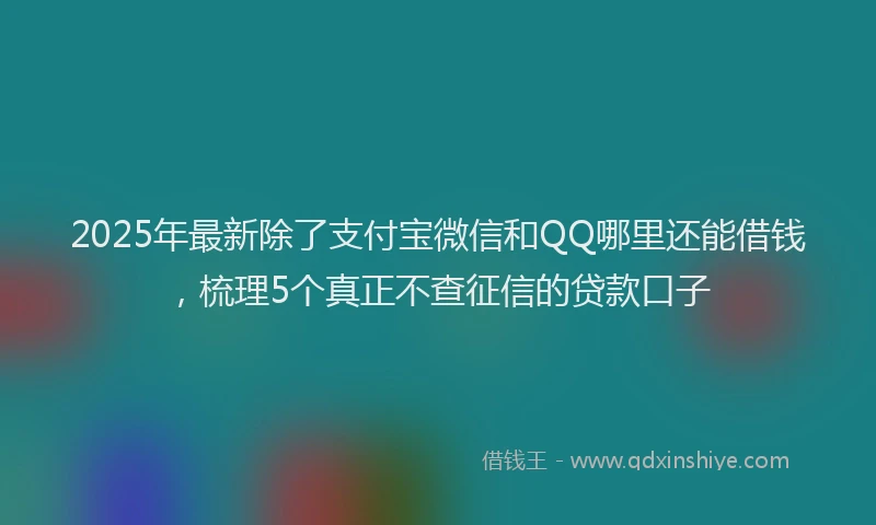 2025年最新除了支付宝微信和QQ哪里还能借钱，梳理5个真正不查征信的贷款口子