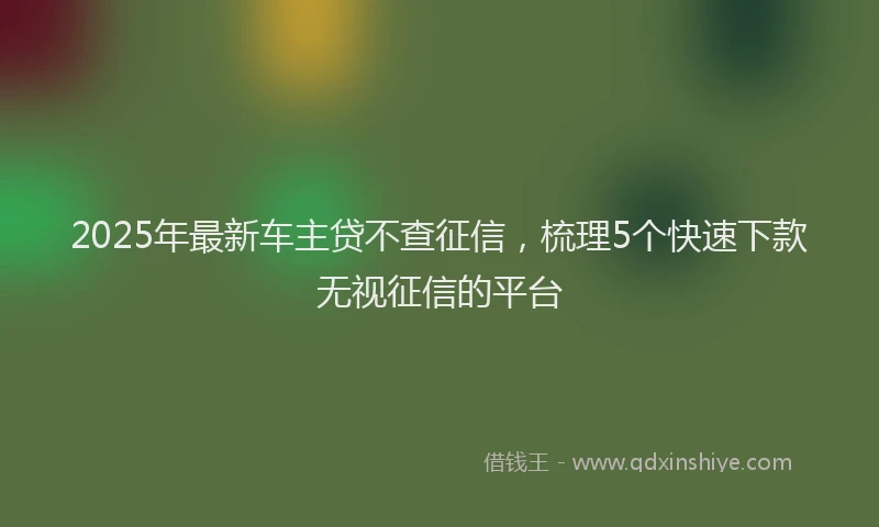 2025年最新车主贷不查征信，梳理5个快速下款无视征信的平台
