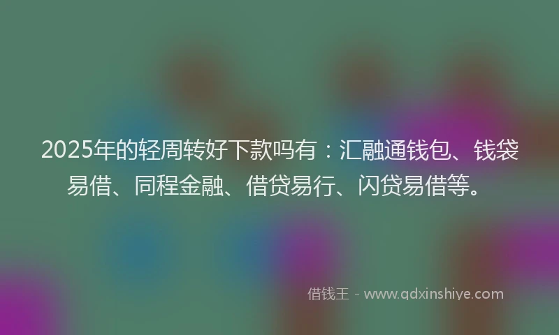 2025年的轻周转好下款吗有：汇融通钱包、钱袋易借、同程金融、借贷易行、闪贷易借等。