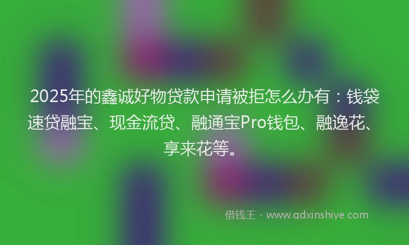 2025年的鑫诚好物贷款申请被拒怎么办有：钱袋速贷融宝、现金流贷、融通宝Pro钱包、融逸花、享来花等。