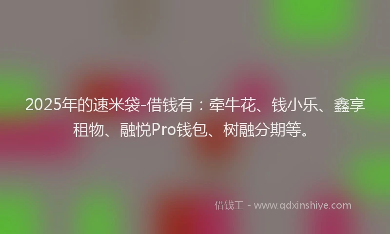 2025年的速米袋-借钱有：牵牛花、钱小乐、鑫享租物、融悦Pro钱包、树融分期等。