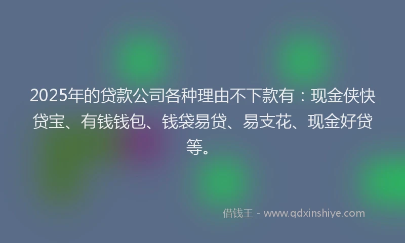 2025年的贷款公司各种理由不下款有：现金侠快贷宝、有钱钱包、钱袋易贷、易支花、现金好贷等。