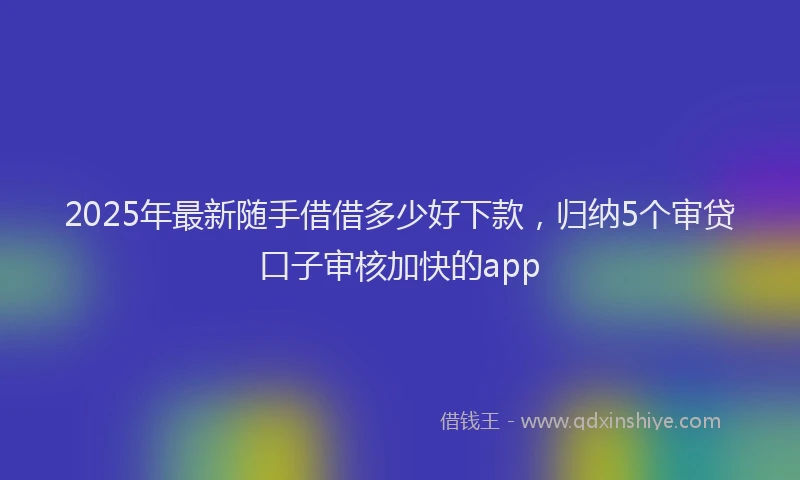 2025年最新随手借借多少好下款，归纳5个审贷口子审核加快的app