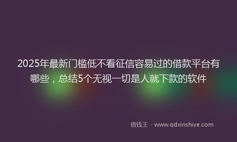 2025年最新门槛低不看征信容易过的借款平台有哪些，总结5个无视一切是人就下款的软件