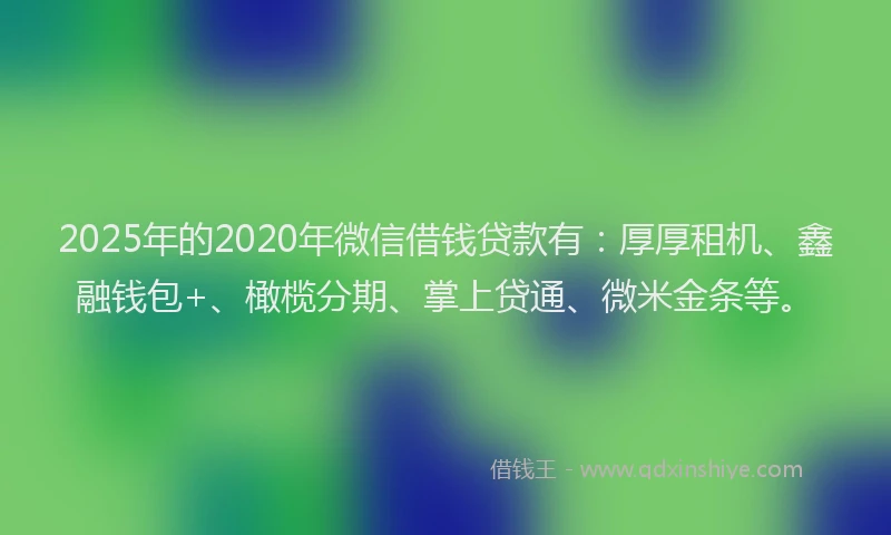 2025年的2020年微信借钱贷款有：厚厚租机、鑫融钱包+、橄榄分期、掌上贷通、微米金条等。