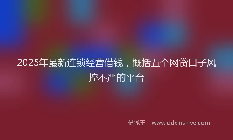 2025年最新连锁经营借钱，概括五个网贷口子风控不严的平台