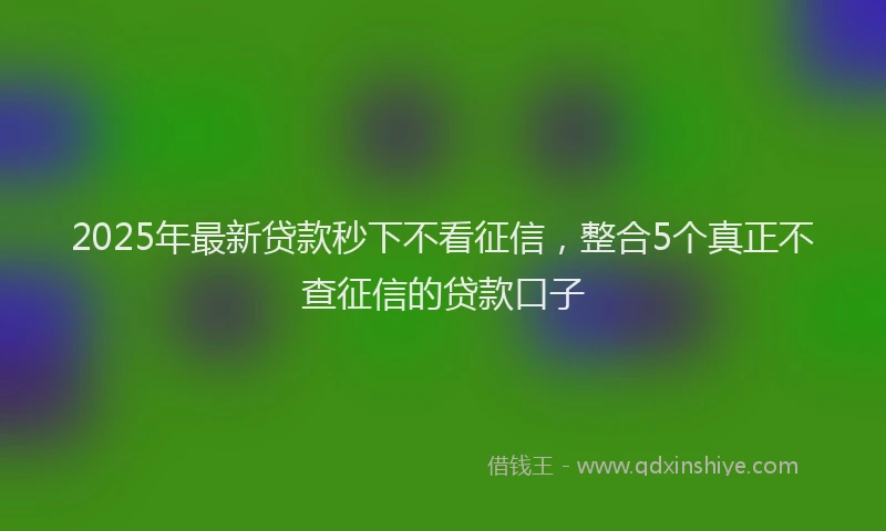 2025年最新贷款秒下不看征信，整合5个真正不查征信的贷款口子