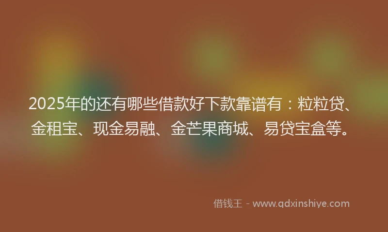 2025年的还有哪些借款好下款靠谱有：粒粒贷、金租宝、现金易融、金芒果商城、易贷宝盒等。