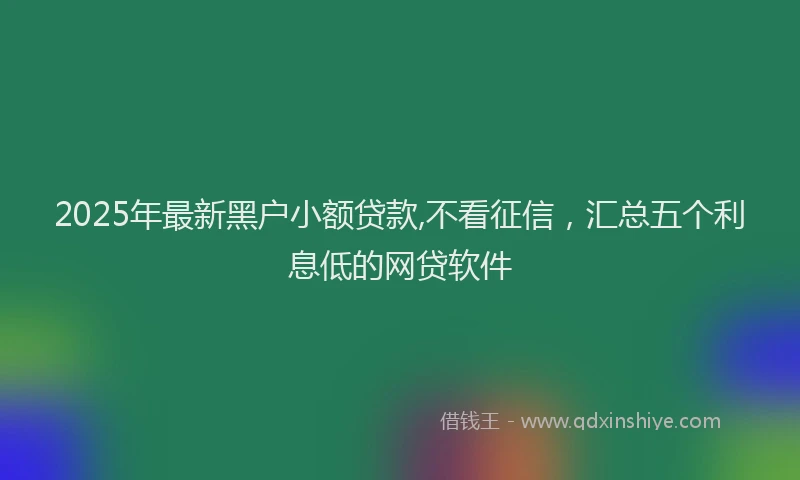 2025年最新黑户小额贷款,不看征信，汇总五个利息低的网贷软件