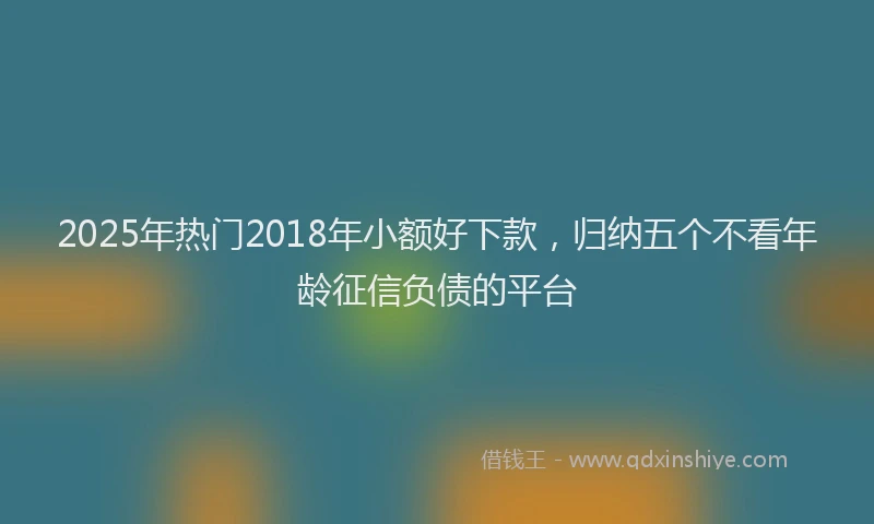 2025年热门2018年小额好下款，归纳五个不看年龄征信负债的平台