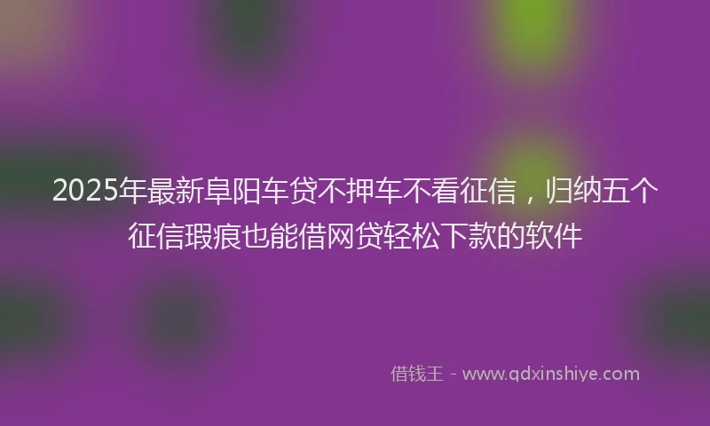 2025年最新阜阳车贷不押车不看征信，归纳五个征信瑕疵也能借网贷轻松下款的软件