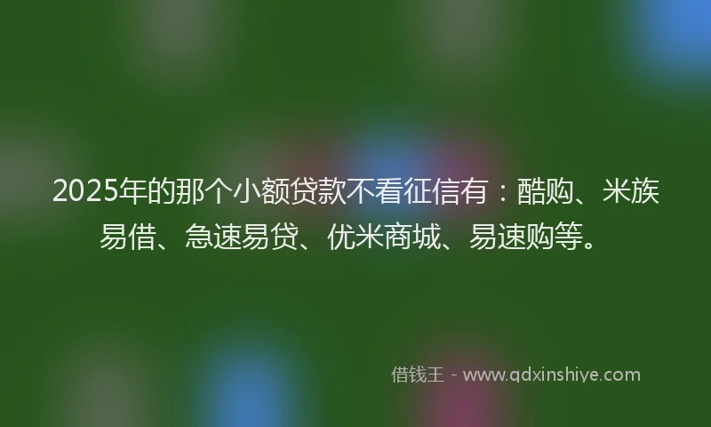 2025年的那个小额贷款不看征信有：酷购、米族易借、急速易贷、优米商城、易速购等。