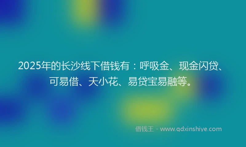 2025年的长沙线下借钱有：呼吸金、现金闪贷、可易借、天小花、易贷宝易融等。