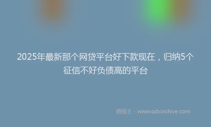 2025年最新那个网贷平台好下款现在，归纳5个征信不好负债高的平台