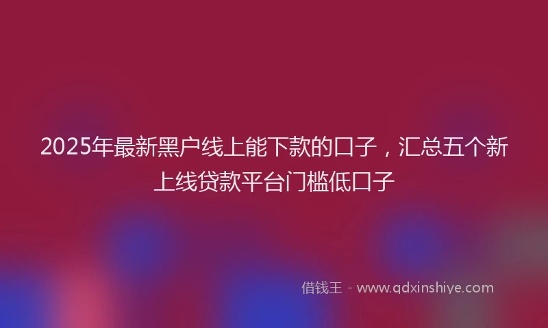 2025年最新黑户线上能下款的口子，汇总五个新上线贷款平台门槛低口子