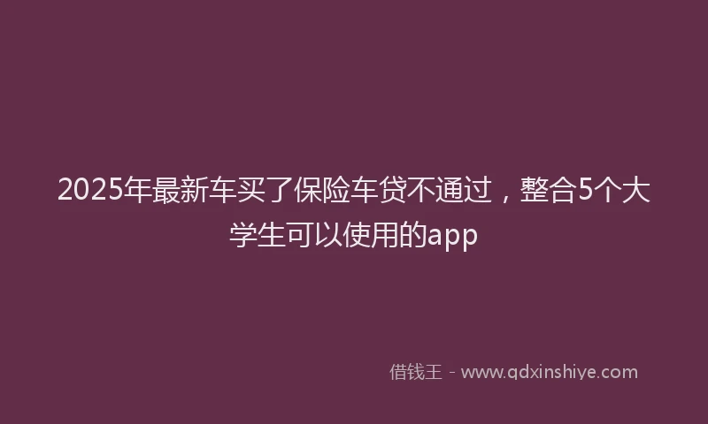 2025年最新车买了保险车贷不通过，整合5个大学生可以使用的app