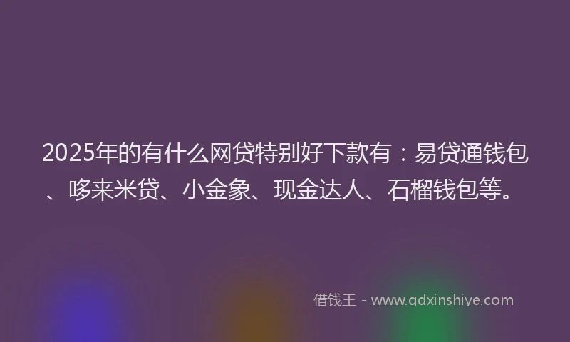 2025年的有什么网贷特别好下款有：易贷通钱包、哆来米贷、小金象、现金达人、石榴钱包等。