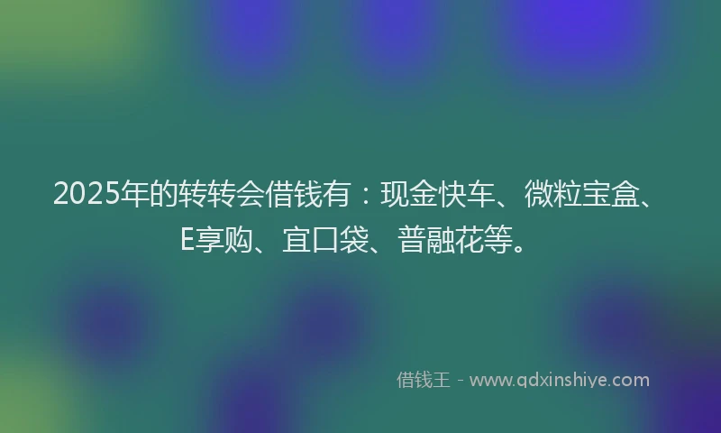 2025年的转转会借钱有：现金快车、微粒宝盒、E享购、宜口袋、普融花等。