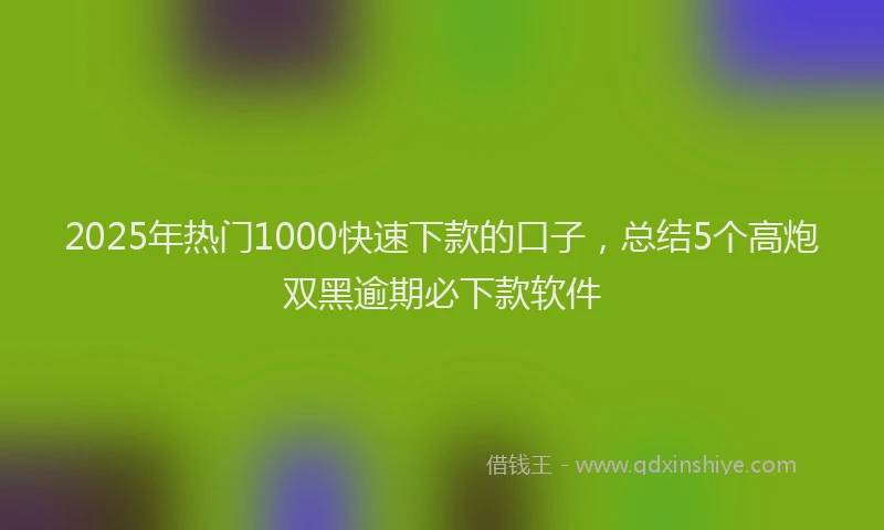 2025年热门1000快速下款的口子，总结5个高炮双黑逾期必下款软件