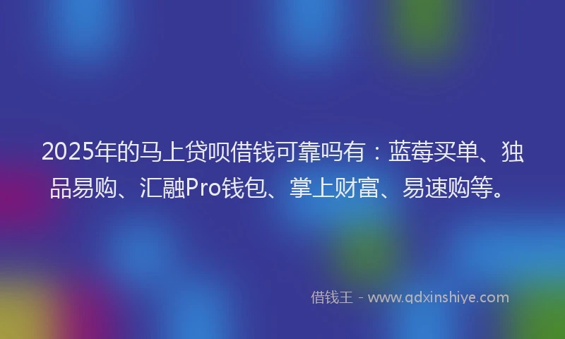 2025年的马上贷呗借钱可靠吗有：蓝莓买单、独品易购、汇融Pro钱包、掌上财富、易速购等。