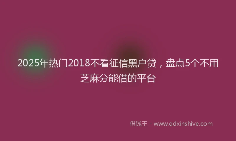 2025年热门2018不看征信黑户贷，盘点5个不用芝麻分能借的平台