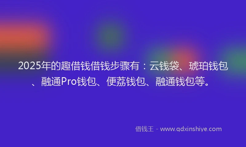 2025年的趣借钱借钱步骤有：云钱袋、琥珀钱包、融通Pro钱包、便荔钱包、融通钱包等。