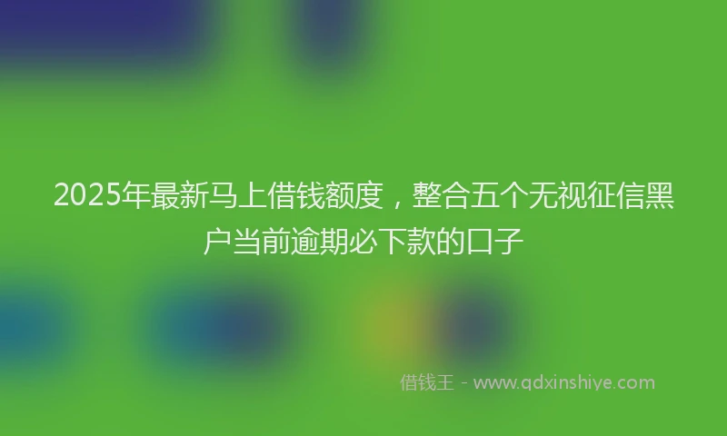2025年最新马上借钱额度，整合五个无视征信黑户当前逾期必下款的口子