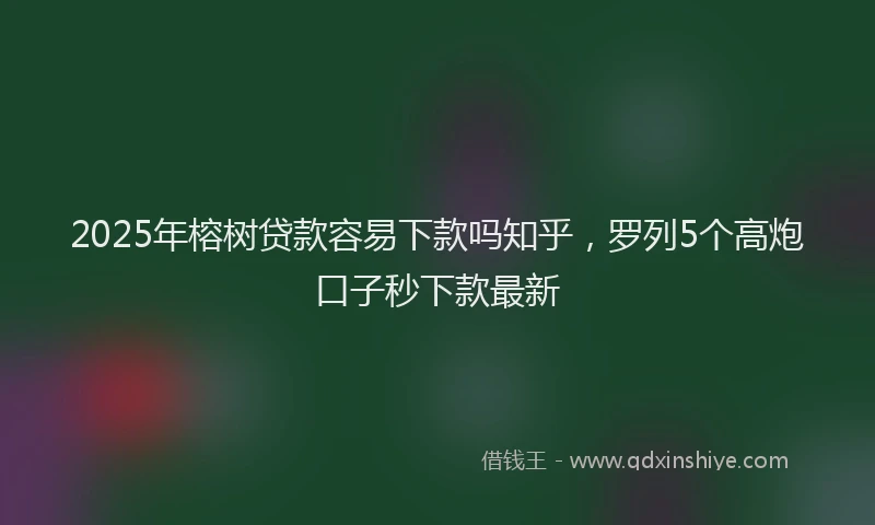 2025年榕树贷款容易下款吗知乎，罗列5个高炮口子秒下款最新