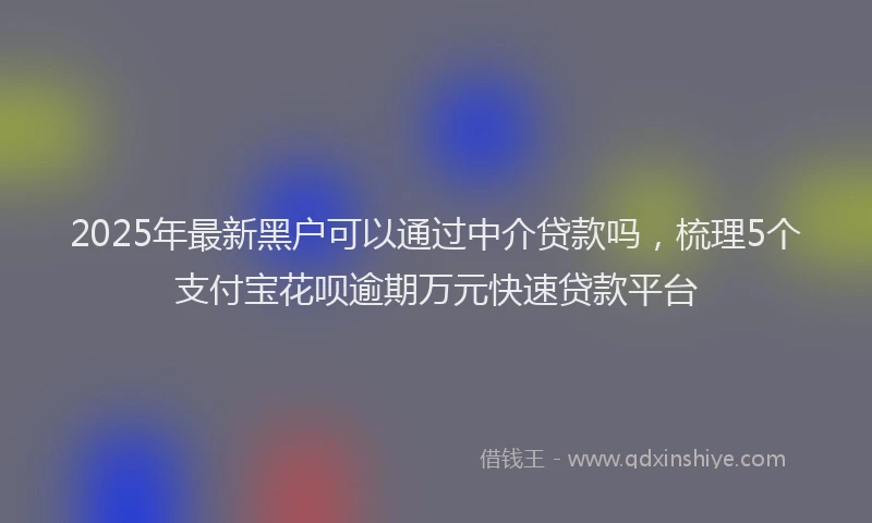 2025年最新黑户可以通过中介贷款吗，梳理5个支付宝花呗逾期万元快速贷款平台