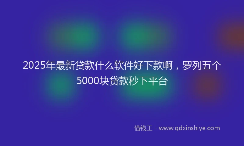 2025年最新贷款什么软件好下款啊，罗列五个5000块贷款秒下平台