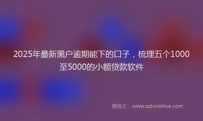 2025年最新黑户逾期能下的口子，梳理五个1000至5000的小额贷款软件