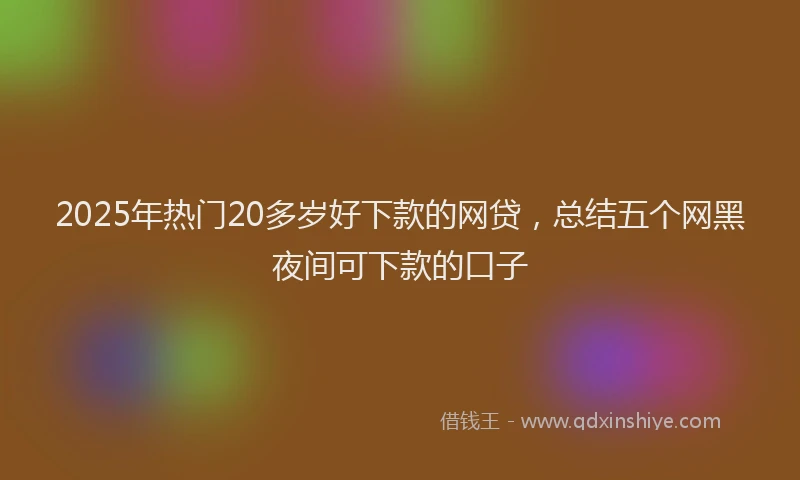 2025年热门20多岁好下款的网贷，总结五个网黑夜间可下款的口子