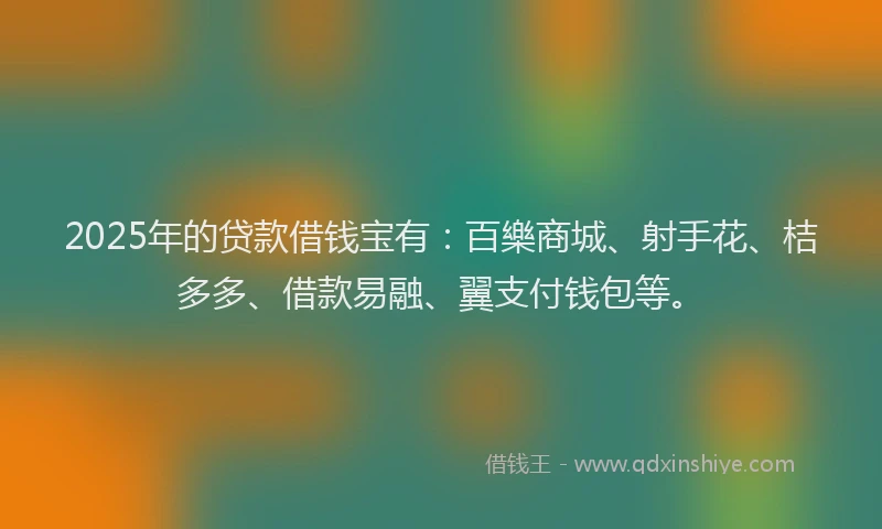 2025年的贷款借钱宝有：百樂商城、射手花、桔多多、借款易融、翼支付钱包等。