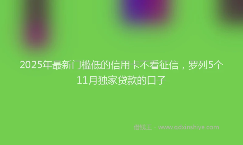 2025年最新门槛低的信用卡不看征信，罗列5个11月独家贷款的口子