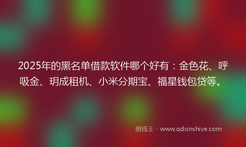 2025年的黑名单借款软件哪个好有：金色花、呼吸金、玥成租机、小米分期宝、福星钱包贷等。