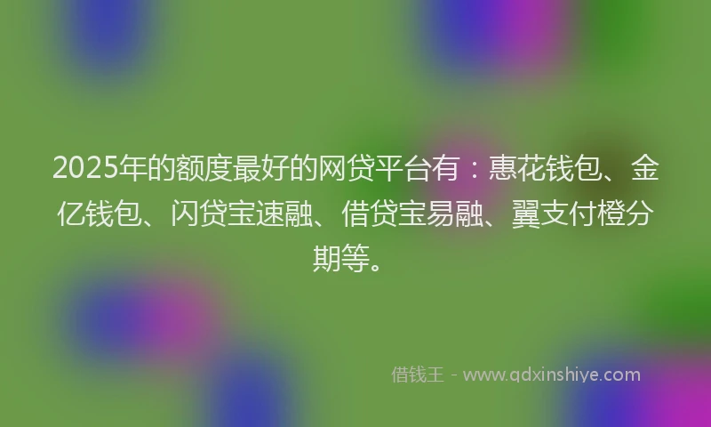 2025年的额度最好的网贷平台有：惠花钱包、金亿钱包、闪贷宝速融、借贷宝易融、翼支付橙分期等。