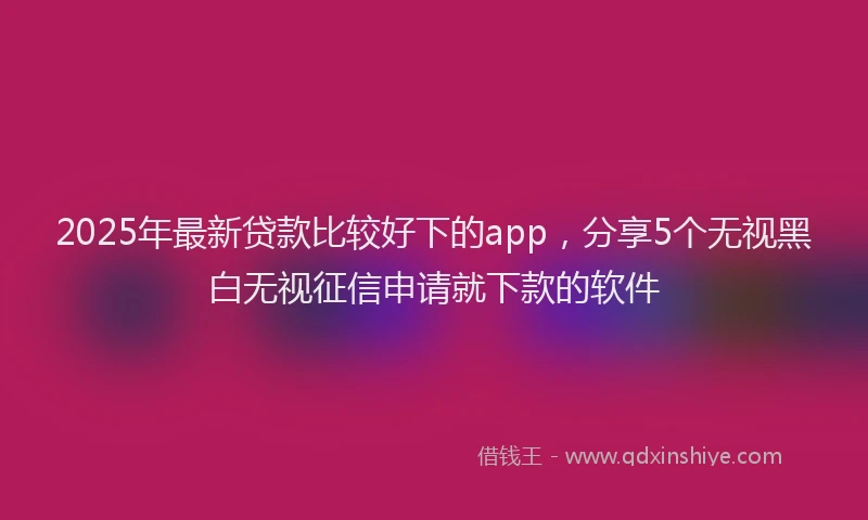 2025年最新贷款比较好下的app，分享5个无视黑白无视征信申请就下款的软件